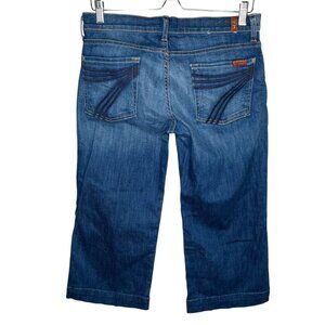 7 For All Mankind Womens Crop Dojo Blue Denim Embroidered 7 Back Pocket Jeans 30